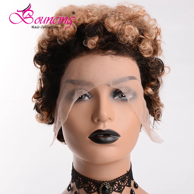 

Bouncing Human Remy Hair 13*4 Swiss Lace Front Wig Short Pixie Cut Wig For Woman Free Shipping