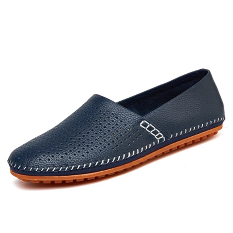 

Large size Men Flats Hand-made Genuine leather Loafers Breathable Casual Driving shoes Soft Comfortable Slip-On Boat shoes 033