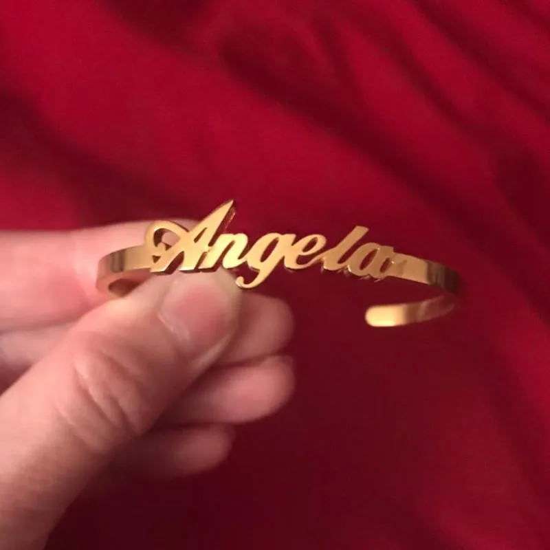Name Bracelets Bangles For Women Girls Stainless Steel Gold Plated Bracelet Personalized Jewelry