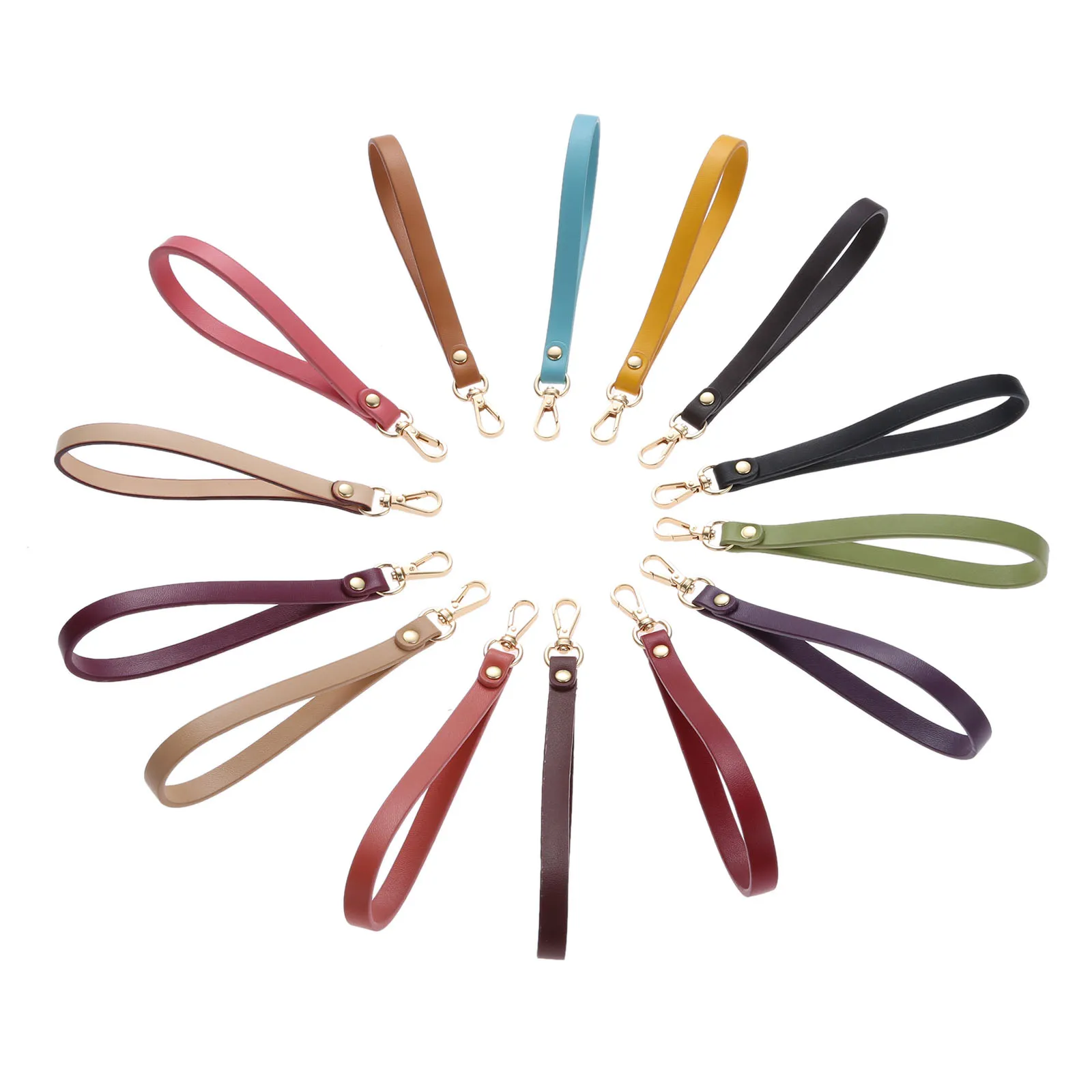 1 Pc 15*0.8cm Genuine Leather Wristlet Strap Keychain Cellphone Wrist