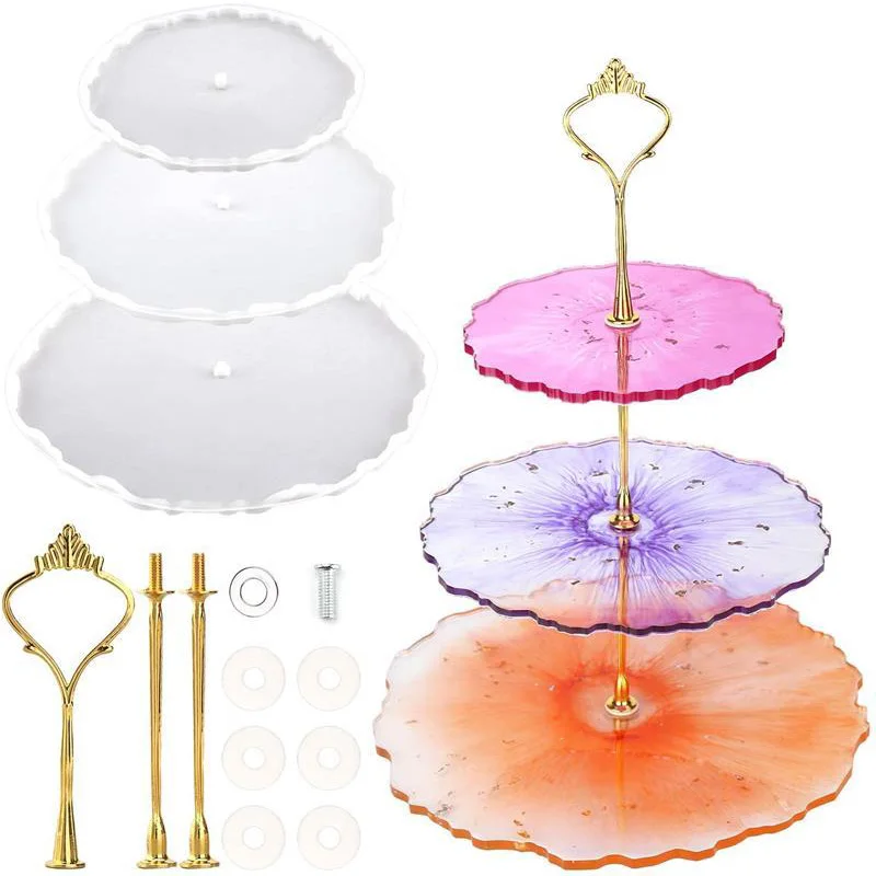 3 Tier Cake Stand Resin Tray Molds,diy Irregular Epoxy Resin Casting Mold  Home Decoration Craft Wit