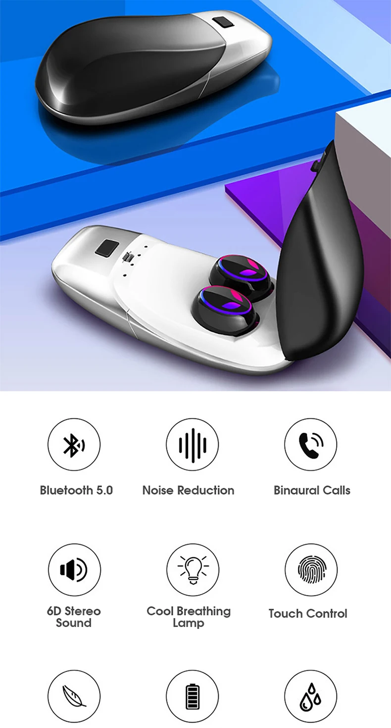Bluetooth 5,0, наушники, TWS, беспроводные головные телефоны с шумоподавлением, стерео наушники, беспроводная Bluetooth гарнитура, микрофон для 99.99% телефонов