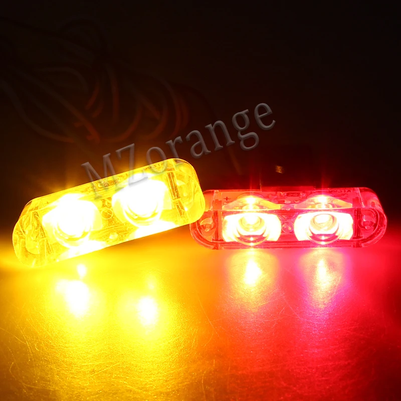 Yellow and Red MZORANGE 2X2 светодиодный стробоскопы полицейский стробоскоп светильник s комплект аварийных транспортных средств мигающий Предупреждение светильник 12 В автомобиль скорой помощи грузовик светодиодный фонарь - Цвет: Yellow and Red