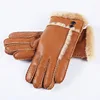 Brand Winter Women Real Sheep Fur Gloves Thicken Hand-made Black Warm Gloves Ladies Outdoor Gloves Waterproof Guantes Mittens ► Photo 1/6