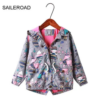 

SAILEROAD Autumn 2020 Cartoon Kids Girls Jacket Coat New Children's Wind Coat For Tighten Waist Baby Girl's Outerwear Trenchcoat