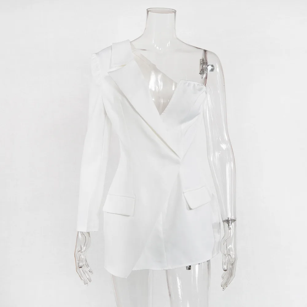 NATTEMAID официальное асимметричное белое сексуальное облегающее платье женское элегантное мини осеннее платье женское Клубное вечернее платье одежда Vestido - Цвет: Белый