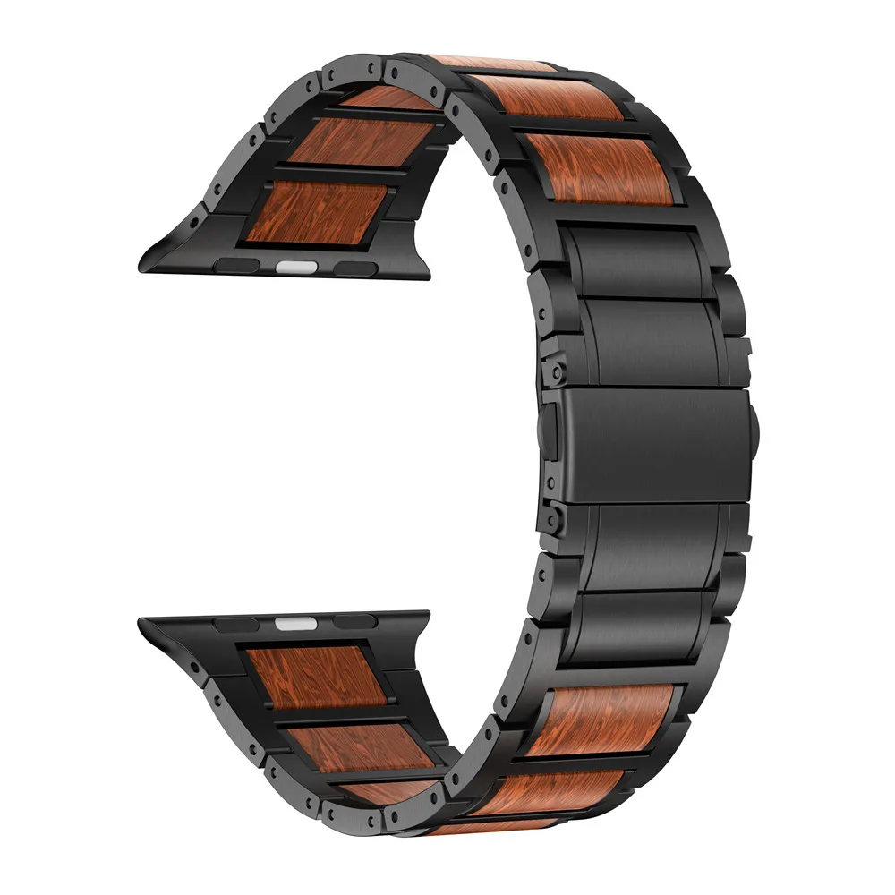 Легкий Деревянный ремешок для Apple Watch Band 4 40 мм 44 мм металлический сменный ремешок для Apple Watch Series 3 2 1 42 мм 38 мм
