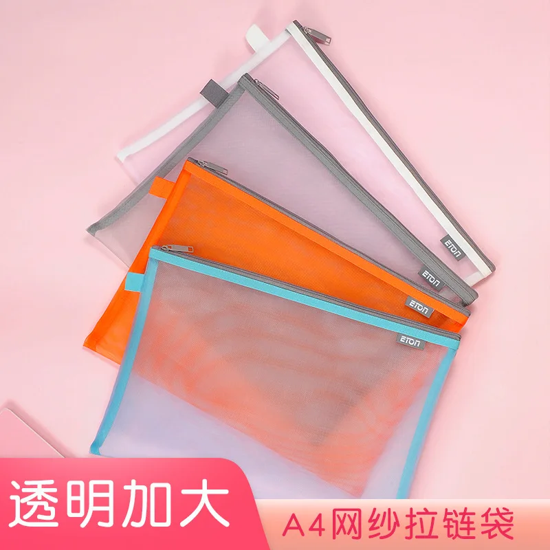 

Beneficial of Transparent Mesh Zippered File Bag A4 Large Thick Nylon Archives File Bag Large Size Multilayer Office