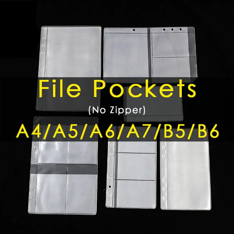 A4/A5/A6/A7/B5/B6, archivador de sobres transparente, recarga de bolsillo, organización, papelería, escuela, oficina, carpeta de archivo, 1 ud.
