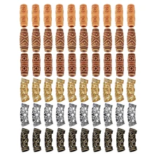 60 шт. имитация дерева бусины Металлические Полые бусины-трубки Плетеное украшение для волос для плетения волос асессуары для украшения DIY баррель