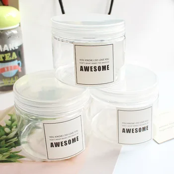 

Korean-Style Hair Accessories Storage Jar English Label Simple Storage Box Accessories Plastic Box Jewelry Dustproof Gift Box
