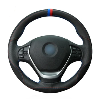 

OLPAY DIY Black Suede Leather Car Steering Wheel Cover for BMW F20 2012-2018 F45 2014-2018 F30 F31 F34 Soft Comfortable Durable