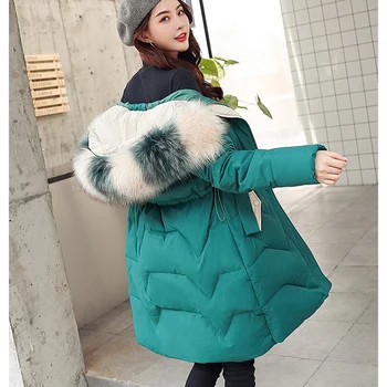 

2019 New Long Hooded Thick Warm Cotton Padded Jacket Winter Jacket Women Coat Winter Fur Parka Causal Overcoat Women Coats LP491