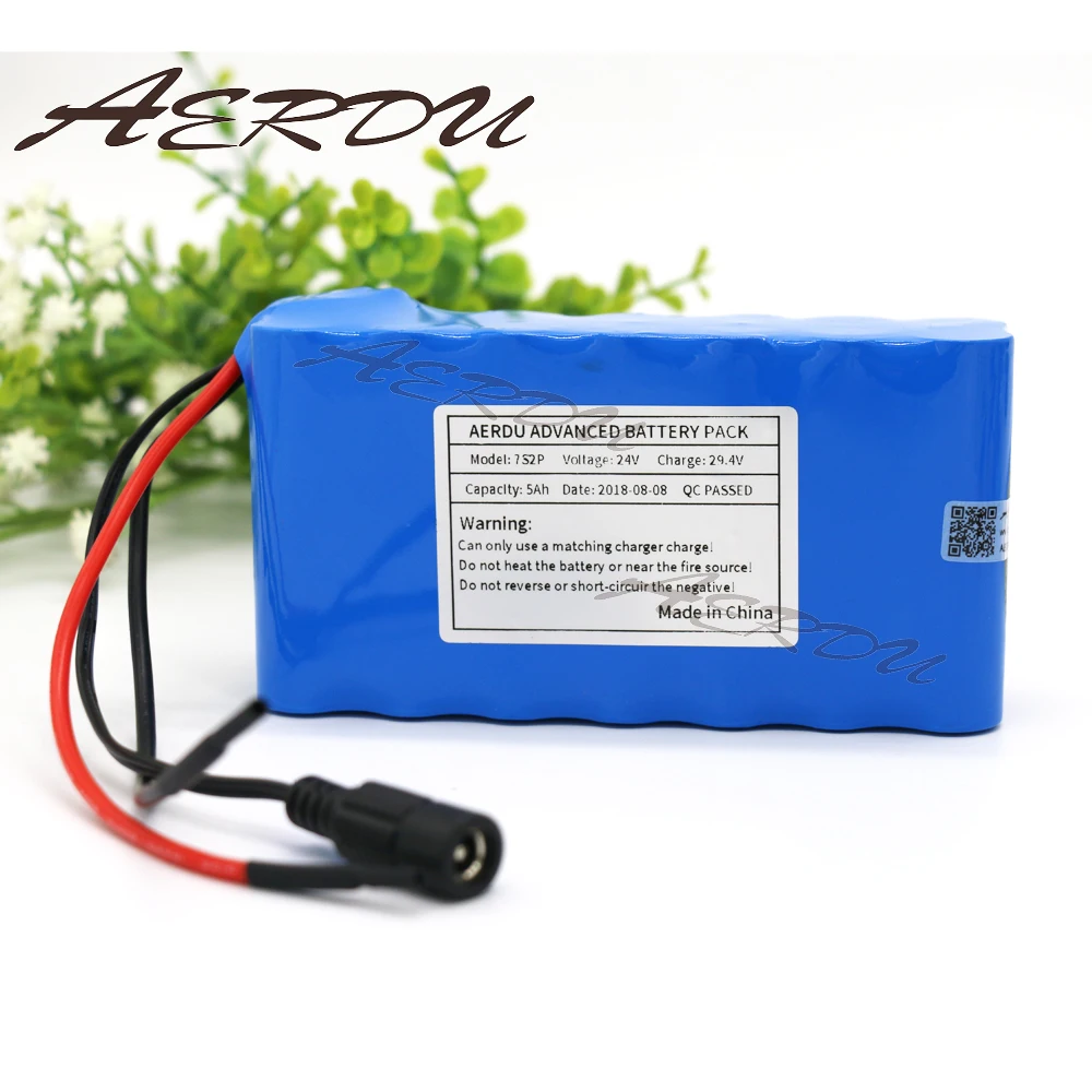 AERDU 7S2P 24V 5Ah 25.9V 29.4V Lithium-ion battery pack For Electric Unicycles Scooters toys Bicycle ebike light motor with BMS