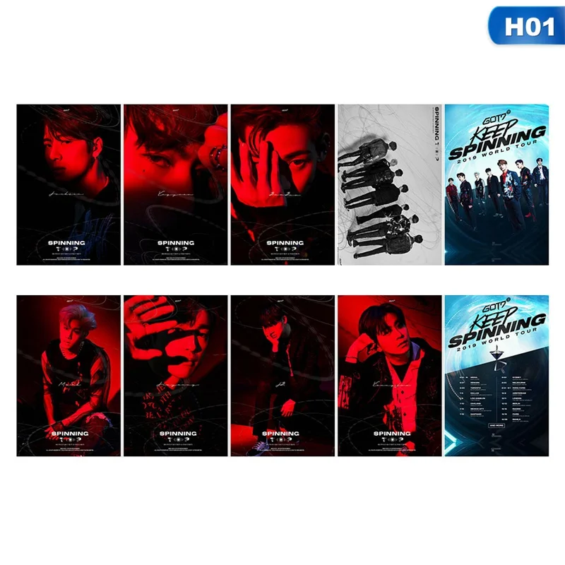 10Pcs/Set GOT7 SPINNING TOP: BETWEEN SECURITY& INSECURITY New Album PVC Crystal Card Stickers For Bus Student Card