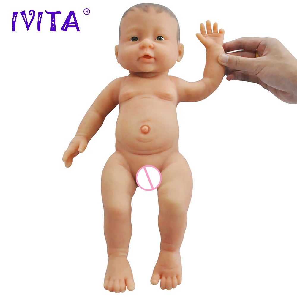 IVITA WG1503H, 41 см, 2000 г, полностью силиконовая кукла для новорожденной девочки с нарисованными волосами, Реалистичная, мягкая кожа, куклы для младенцев