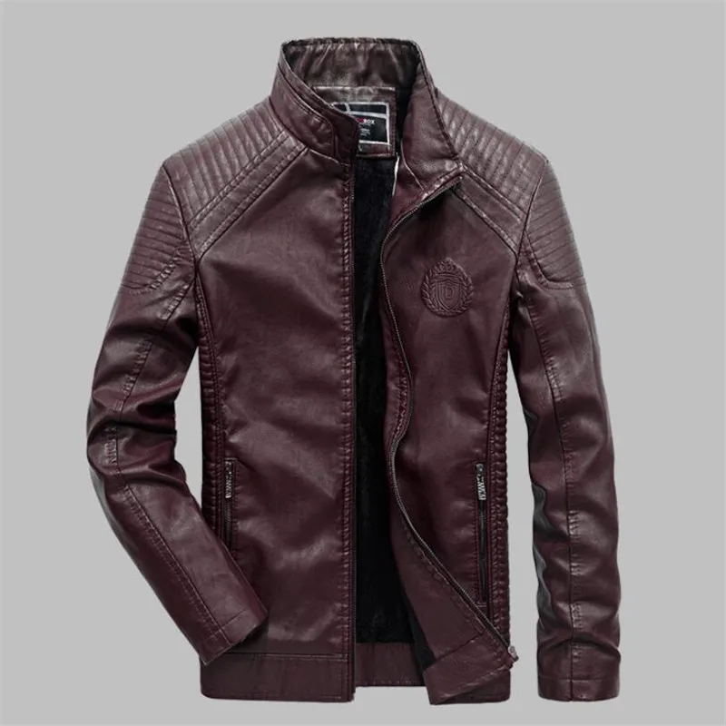 Поп Плюс Размер 6XL PU искусственной VogueMan куртки Мужская кожаная куртка пальто Зимняя теплая бархатная Мужская куртка Верхняя одежда для мотоциклистов