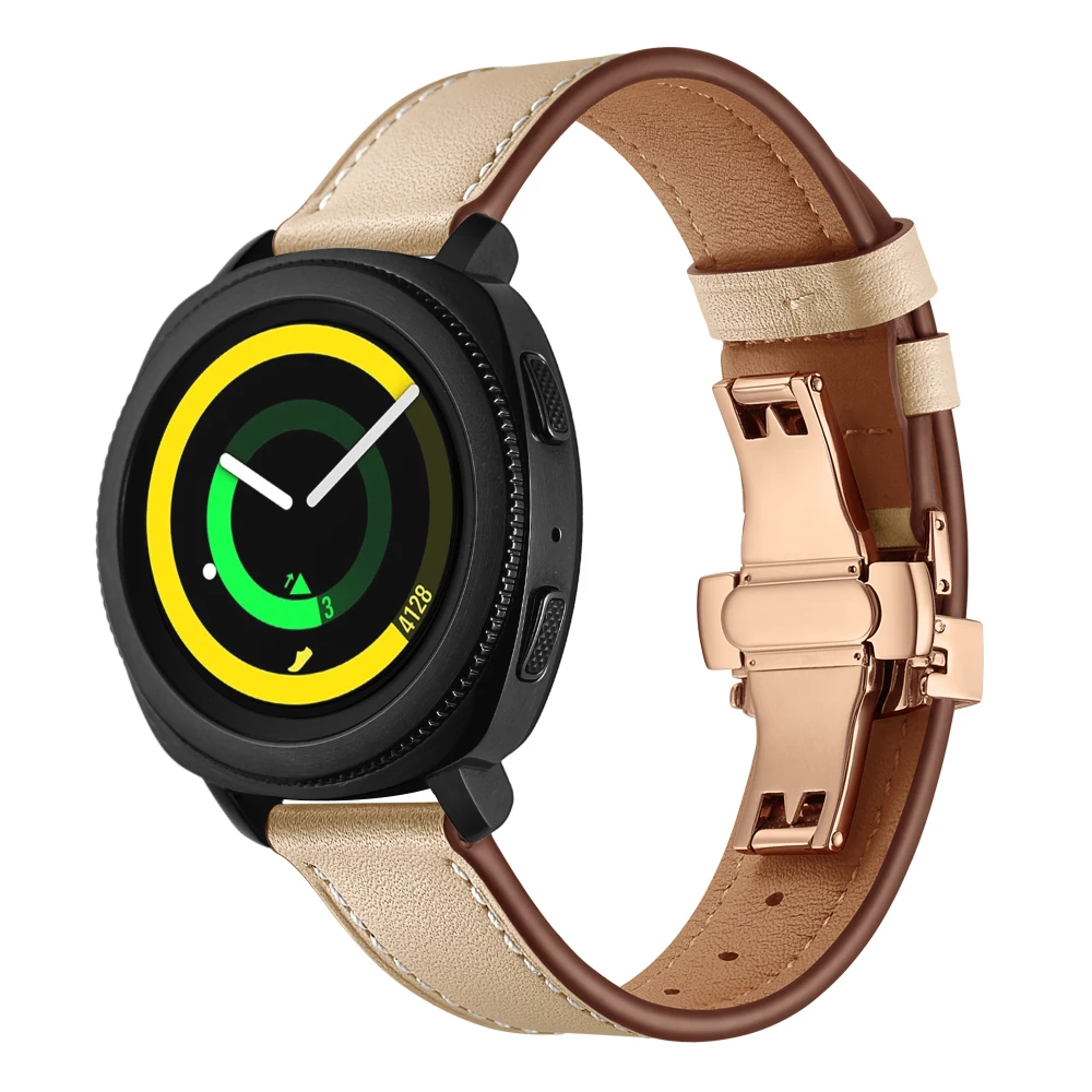 UEBN 20 мм роза застежка-бабочка кожаный ремешок для samsung Galaxy Watch 42 мм активный 2 Браслет ремешок для Шестерни S2 спортивный ремешок для часов