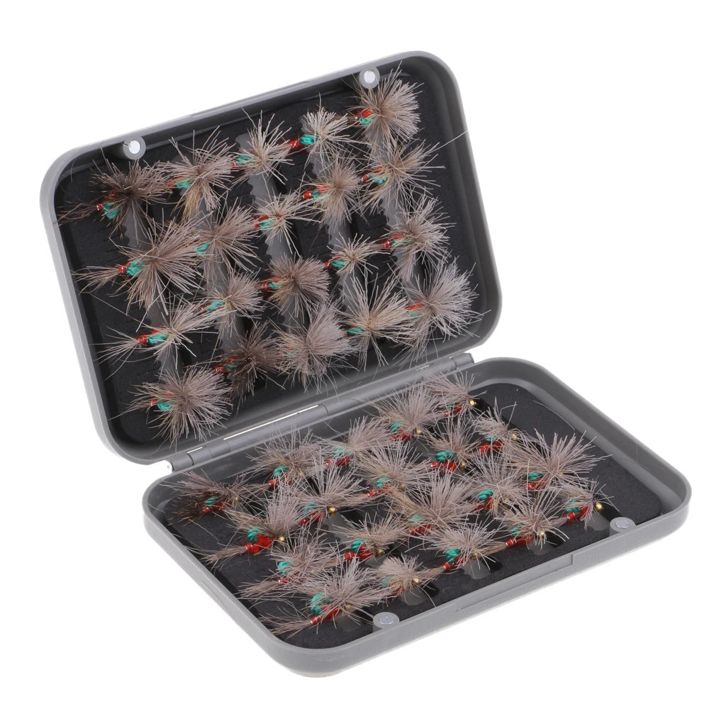 40pcs Dry Flies Fly Fishing Flies Kit Bass Salmon Trout Flies Floating Assortment with Fly Box for Freshwater and Saltwater