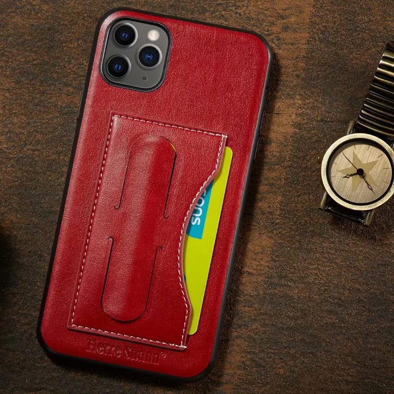 Fierre Shann подставка держатель для кожаного чехла для iPhone 11 Pro Max бизнес Люкс чехол оболочка