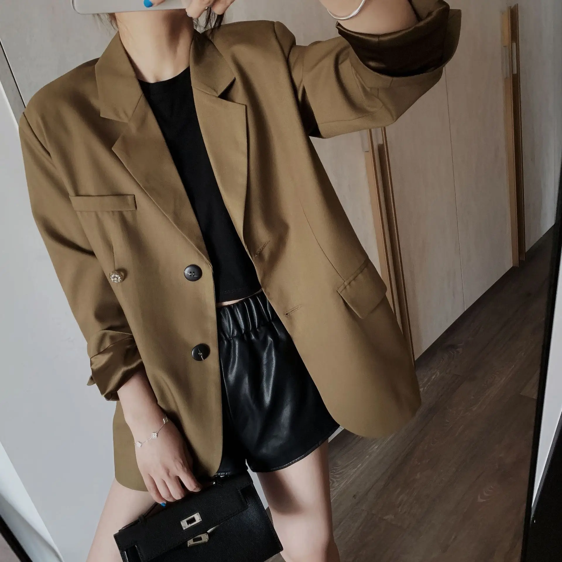 

Outline Suit 2019 Notched Single Breasted Fashion Women Jackets and Coats Suit