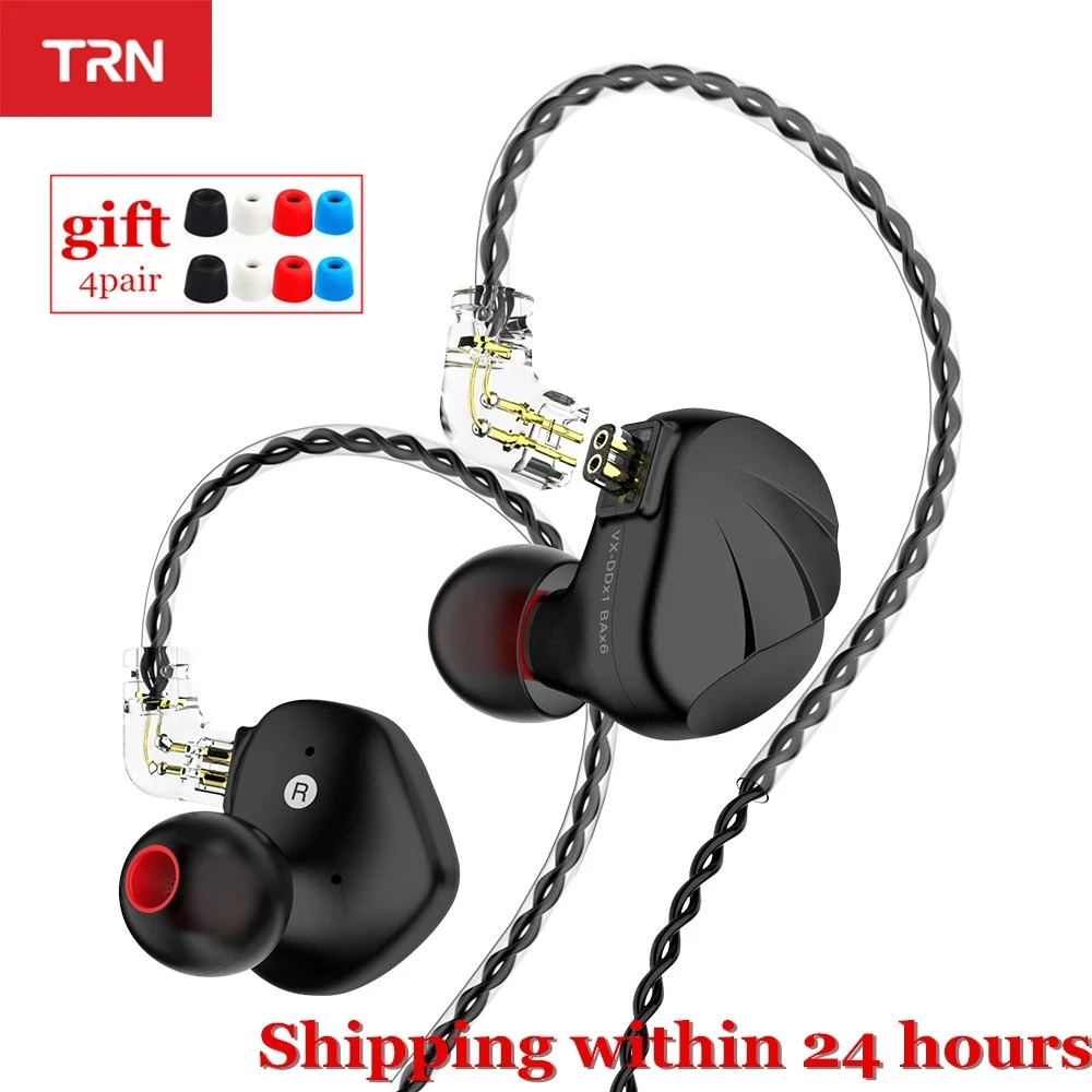 Наушники-вкладыши TRN VX 6BA 1DD металлические Hi-Fi наушники с монитором Спортивная