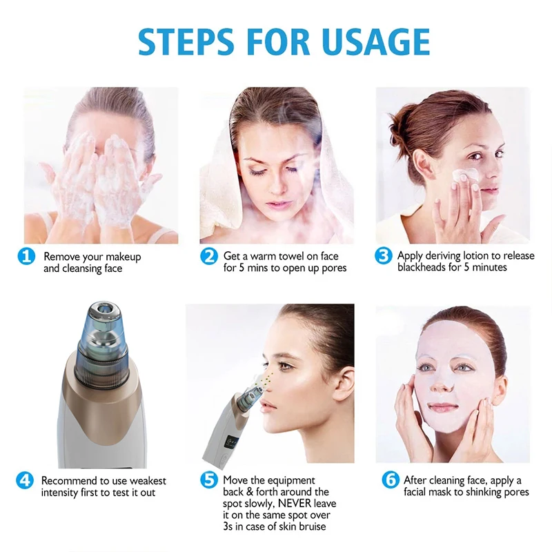 Vacuum Suck Black Spots Remove Blackheads Device Clean Pore Suction Pimples Squeezing Acne Clear Facial Dirt SPA Beauty Machine