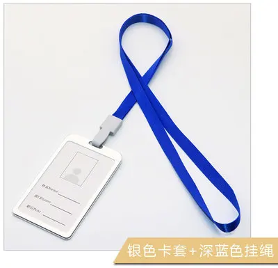 Siliver Blue Рабочий держатель для карт s с веревкой из алюминиевого сплава, бизнес-держатель для карт, имя работника, Обложка для удостоверения личности, металлический сертификат, значок - Цвет: Siliver Blue