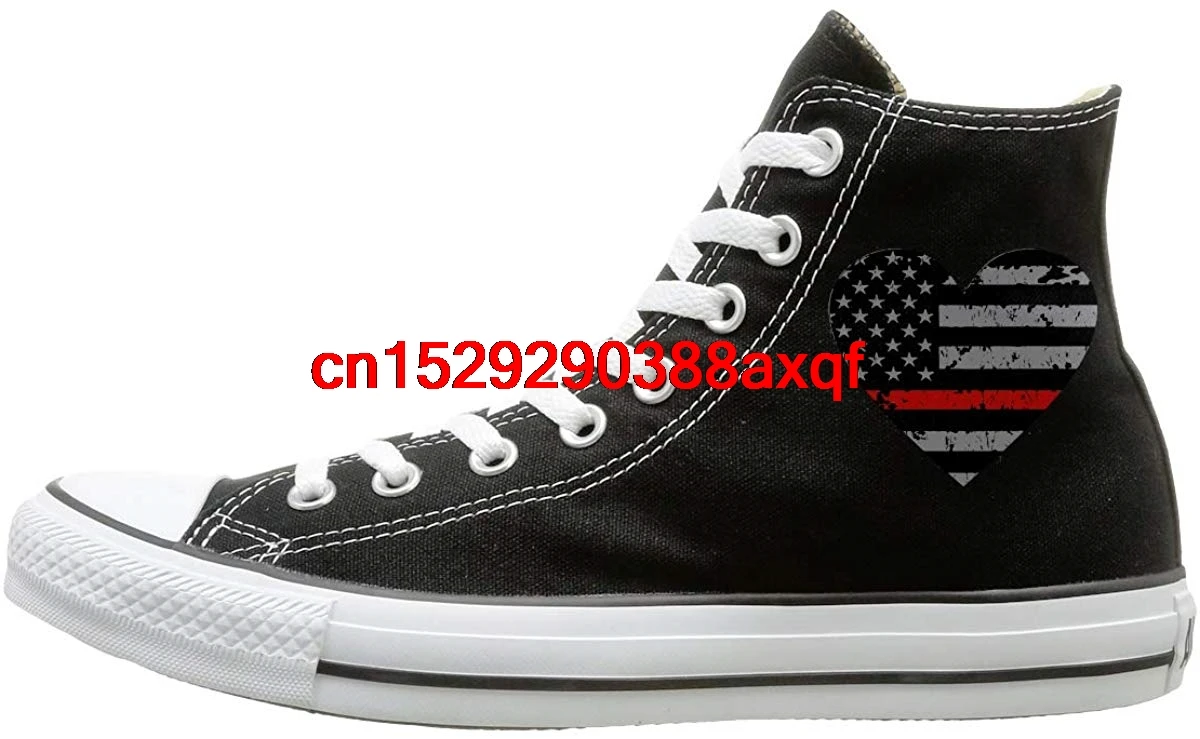 

Canvas Shoes Thin Red Line Heart Firefighter Casual High-Top Lace Ups Sport Sneakers For Unisex