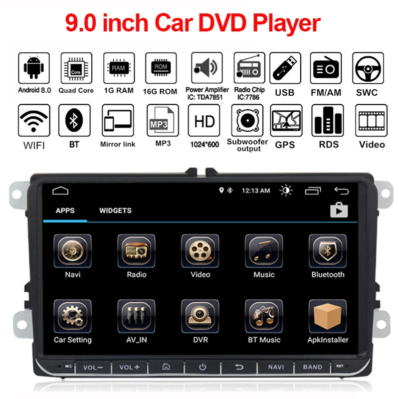 Автомобильный DVD-плеер 9 0 &quot Android 1 радио GPS-навигация для VW Skoda Octavia golf 5 6 touran passat B6