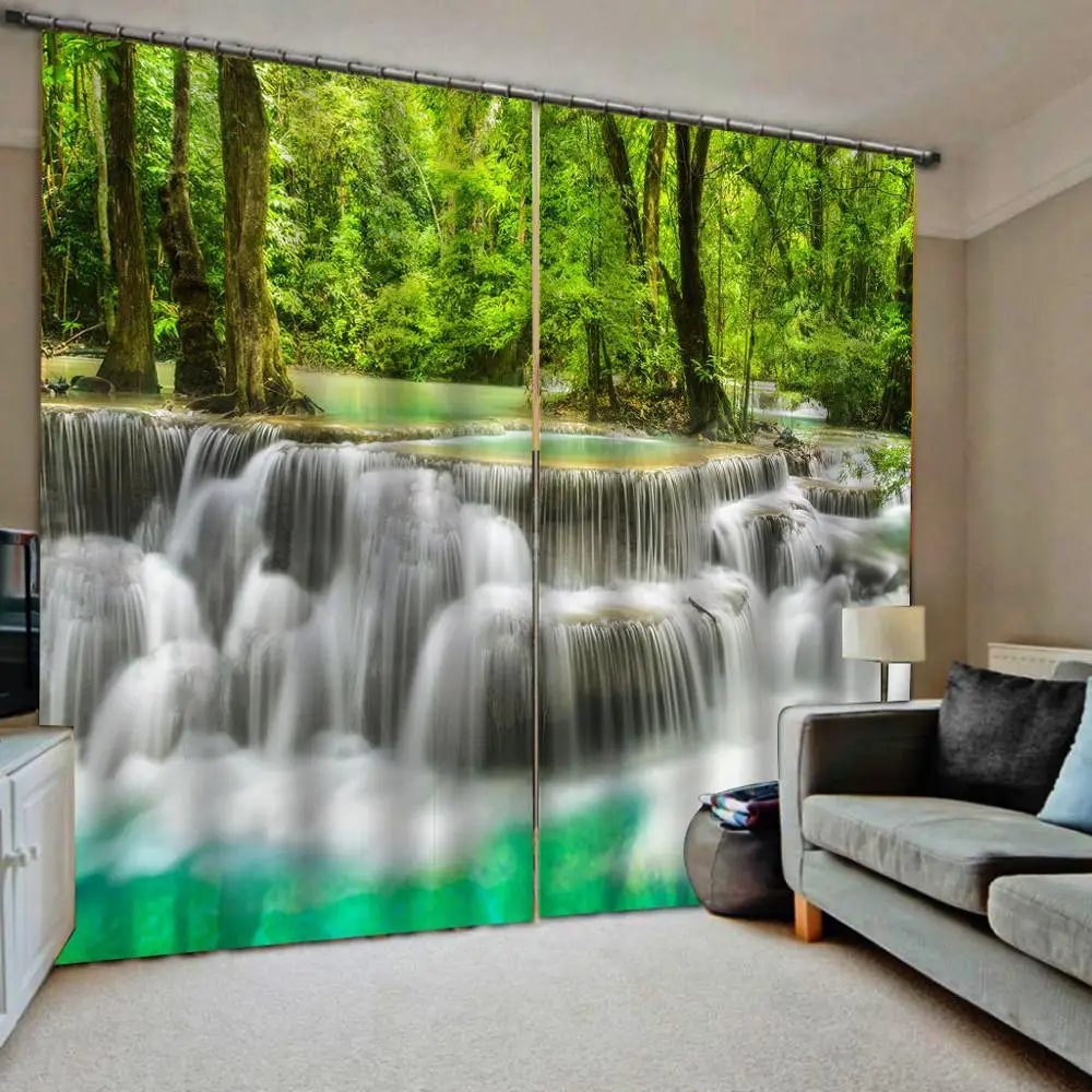 Delight Waterfall Gul 3D Curtain Blockout Photo Curtains Print Home Window Decor 