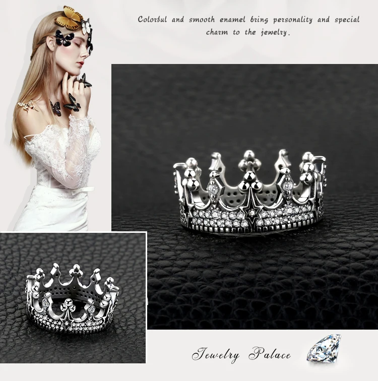 Vintage Gothic Cubic Zirconia Tiara Crown Ring 925 Sterling 