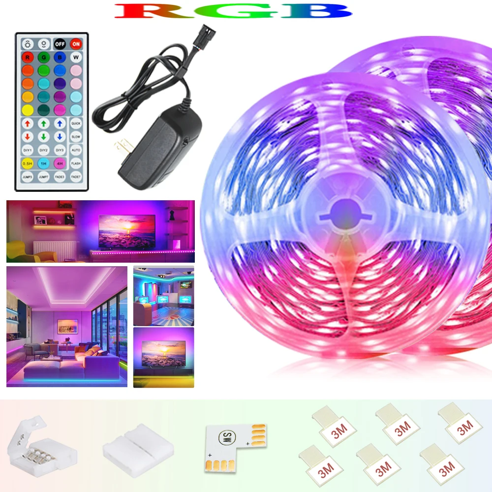 ROMWISH Светодиодные ленты светильник RGB 12V 24V ТВ музыка 5050SMD гибкая лента 5 м 10 Диодная
