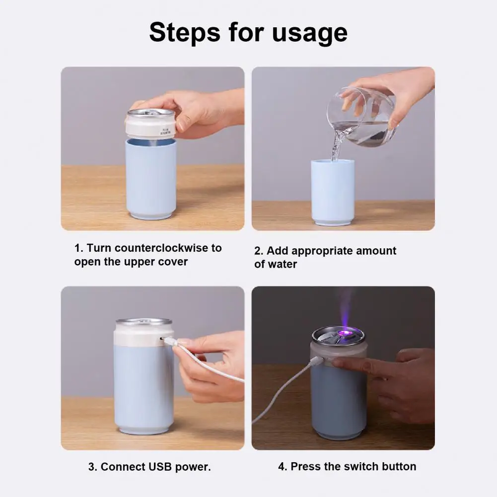 Car Air Humidifier Mini Car Humidifier Automatic Power-off LED USB Accessories Portable Office Air for Vehicle