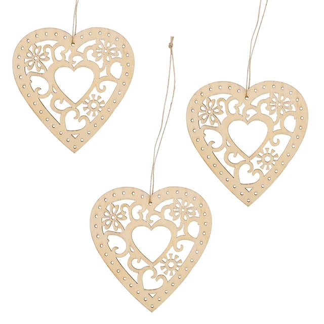 10pcs 50mm Valentine's Day Wooden Heart Ornaments Embellishment Tags Love  Heart Hanging Ornament Wedding Crafts Decor - AliExpress