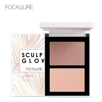 

FOCALLURE Two Colors 3D Bronzer Highlighter Palette Face Makeup Cream Texture Contour iluminador Makeup Highlighter Bronzer