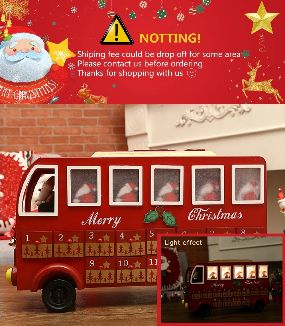 Christmas Ornament Craft Countdown Calendar Advent Home Desktop Drawer Living Room Decorative House Shape Wooden DIY Storage Box
