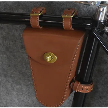 

Retro commuter bicycle bags with beam triangle bag road bike bag Cycling tool leather nost