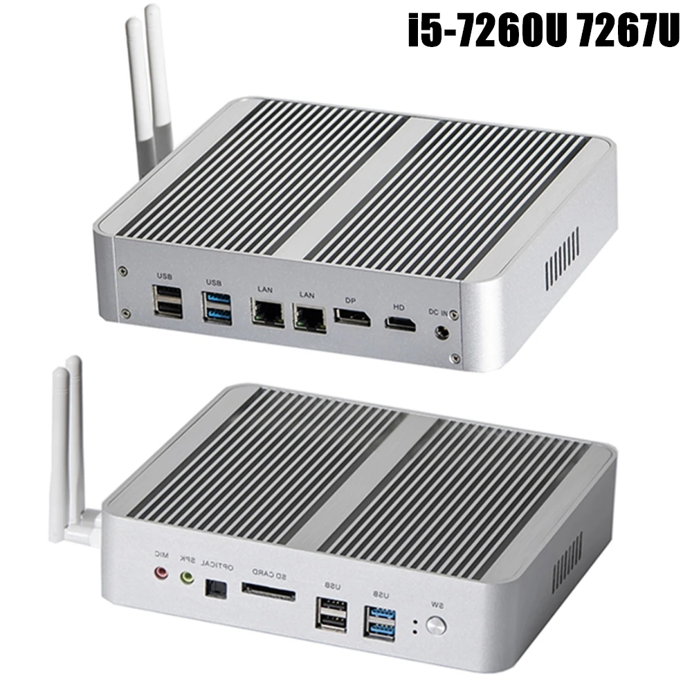 Topton безвентиляторный мини ПК Intel Core i7 10510U 10710U i5 8265U Мини компьютер Nuc 2 * DDR4 M.2 + Msata 5