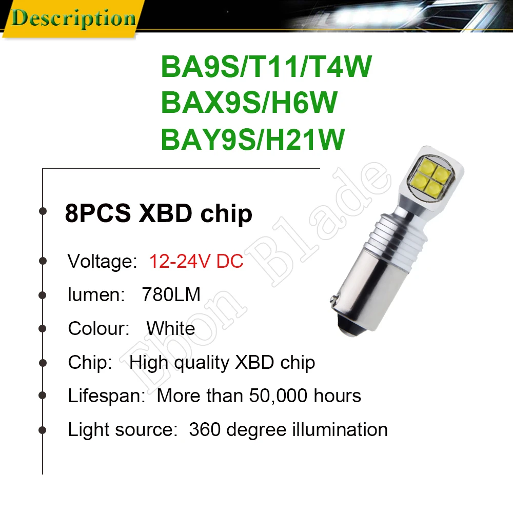 2 x BA9S T4W BAX9S H6W BAY9S H21W авто светодиодный светильник лампа для автомобиля индикатор поворота резервная обратная лампа Белый Красный Янтарный 12 в 24 В