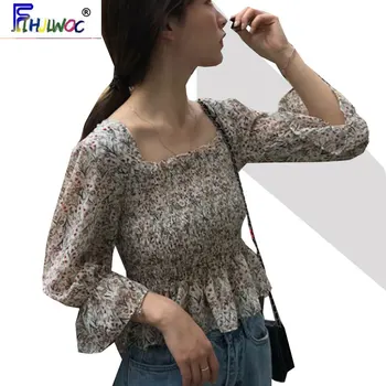 

2020 Spring Summer Cute Tops Women Korean Japanese Preppy Style Slim Fitted Strapless Ruffled Peplum Top Blouse Off Shoulder 325