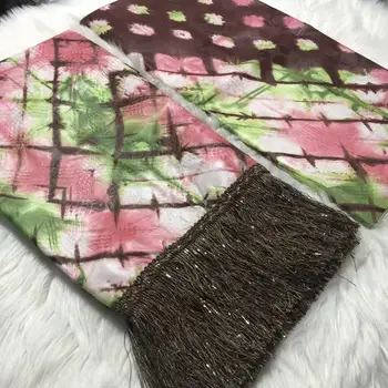 

African lace fabric 2020 high quality lace bazin riche fabric with tassel popular brocade fabric for wedding 5+2yards/lot