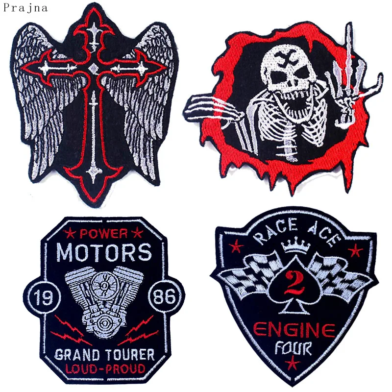 

Prajna Hippie Letter Patches Band Rock Patch Iron On Embroidered Patches For Clothes Stripes Cloth Patches Skull Stickers Badges