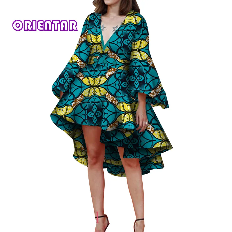 African Style Dress Women Sexy Deep V-neck High Waist Ball Gown Women African Dress Plus Size Evening Party Dress WY5929 - Цвет: 12