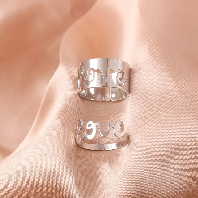 Silver Color Butterfly Rings For Women Men Lover Couple Ring Set Friendship Engagement Wedding Band Open Ring 2021 Trend Jewelry 16