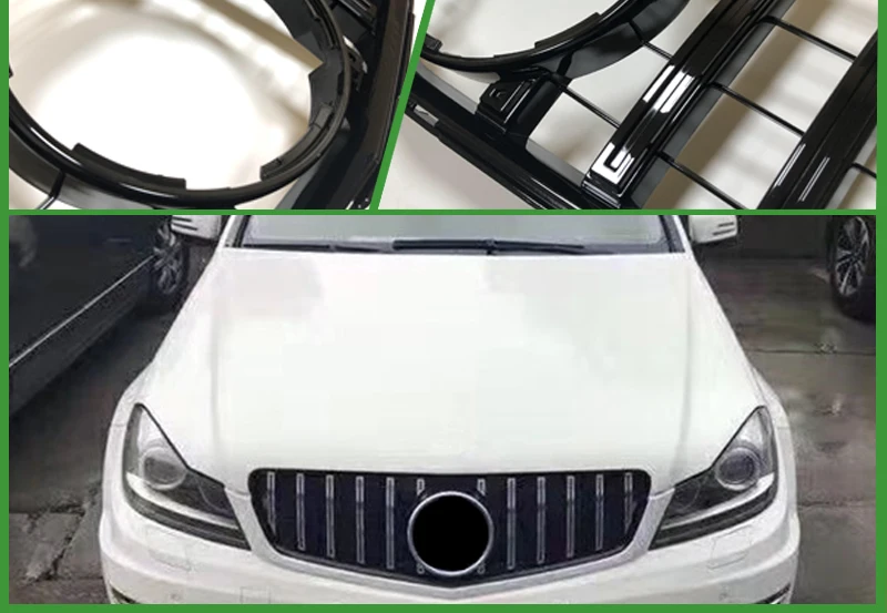 W204 Спортивная Передняя решетка гриль GT R СТИЛЬ ABS черный глянец для merceesmb C Класс C180 C200 C250 без знака Передние решетки 2007-14