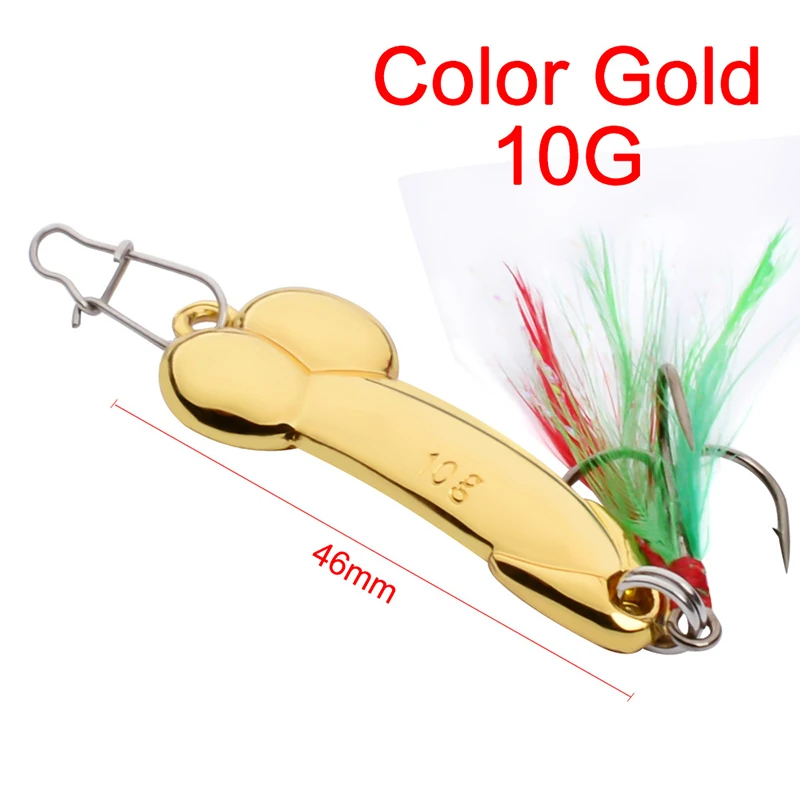 Funny Fun Prank Fishing Metal Lure Bait 10g Silver Gold Metal Fish Spinner