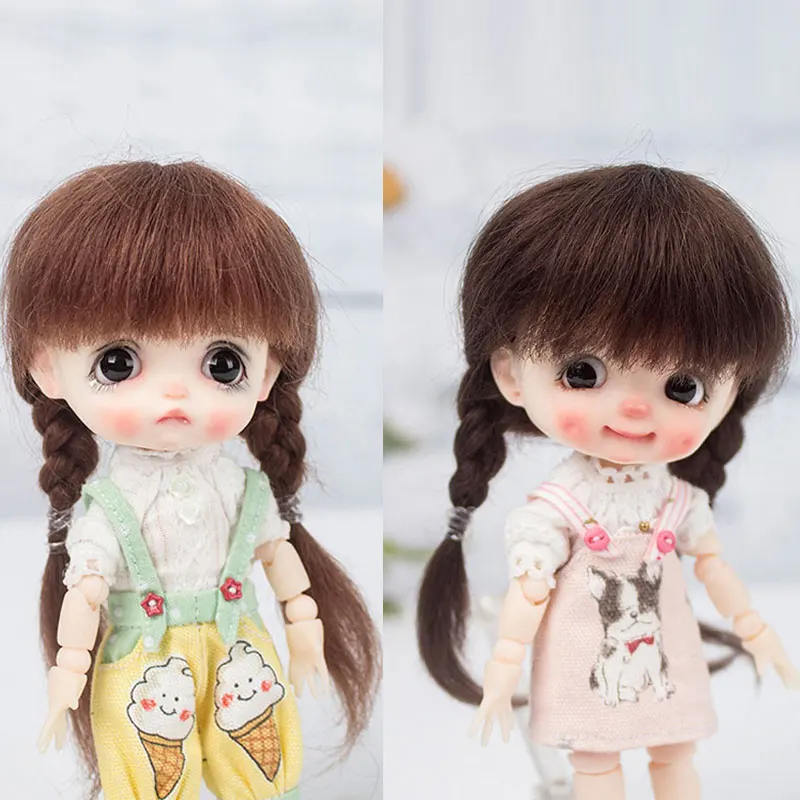 1/8 BJD мохеровый парик ob11 кукольные волосы милые вьющиеся волосы двойной конский хвост твист маленькая коса кукольные парики кукольные аксессуары