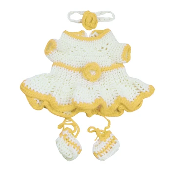 

Fit 17''-18'' Reborn Baby Girl Doll Clothes Knitted Dress Socks Headband Set