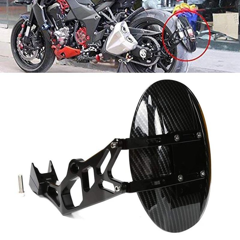 

(Black) Motorcycle Aluminum Carbon Fiber Rear Fender Splash Guard Mudguard Mud Dust Guard Fender Shield for Kawasaki Z1000 2010-